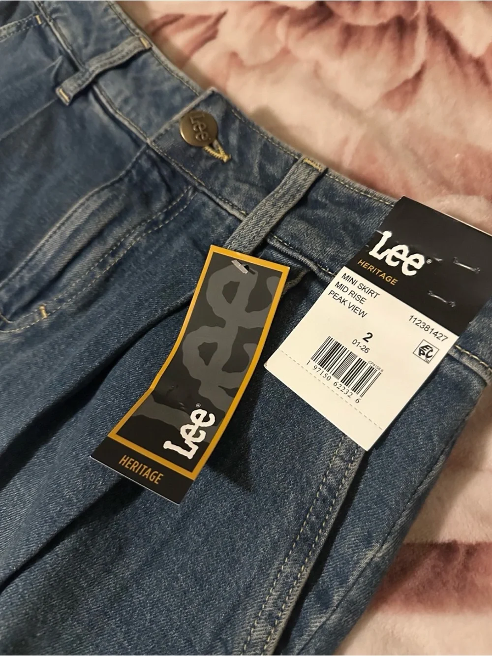 Lee Denim Mini Skirt in Medium Blue